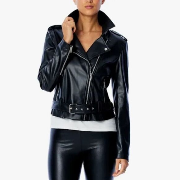 LBLC the label Jackets & Blazers - LBLC The Label Vegan Leather Mena Moto Zip Jacket Black NEW